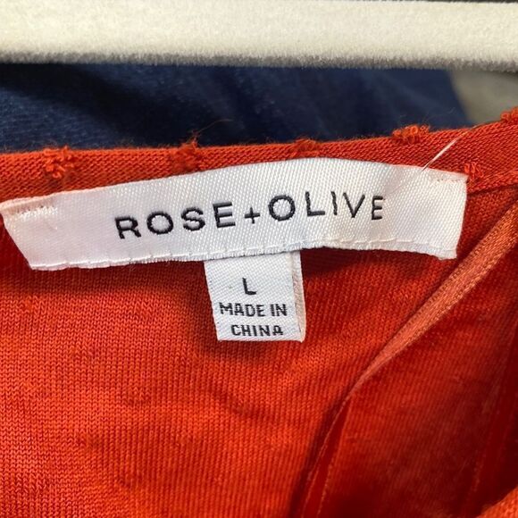 New! Rose + Olive Rust/Orange Swiss Dot Short Sleeve Top Tee Size Large - Picture 4 of 10